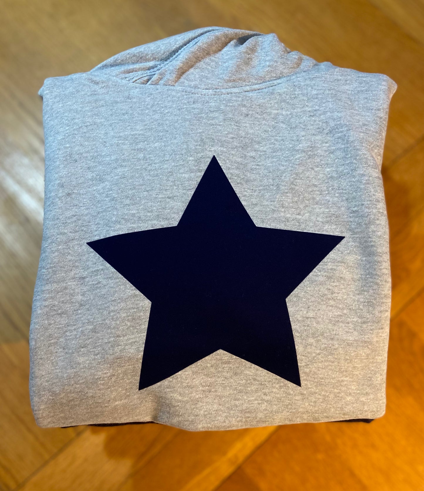 Grey Cross Neck Hoodie Navy star