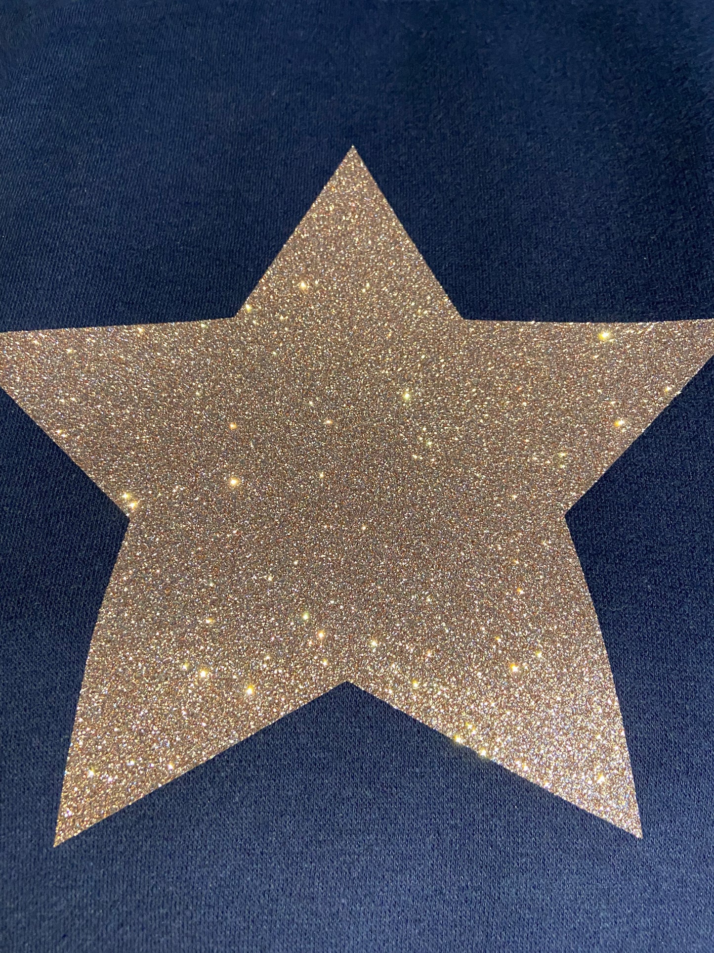 Navy Cross Neck Rose Hoodie with Gold Glitter Star
