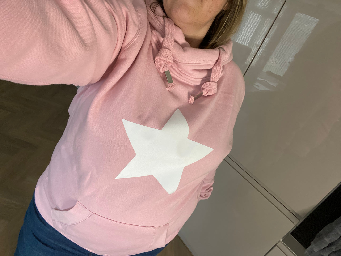 Pale Pink Cross Neck Hoodie